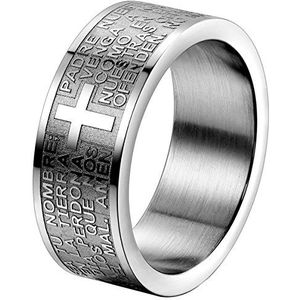 OIDEA Ring voor dames en heren, roestvrij staal, zilverkleurig, met gepersonaliseerde gravure, 8 mm, gepolijst, bijbelgebed, bikerkruis, verlovingsringen, trouwringen, maat 54-65