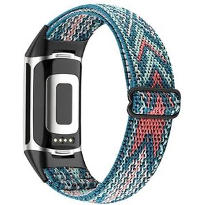 INF Gevlochten elastische armband voor Fitbit Charge 5 blauw/oranje