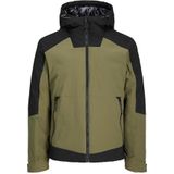 JACK & JONES Tweekleurige jas met capuchon en doorlopende ritssluiting, zijzakken., Groen