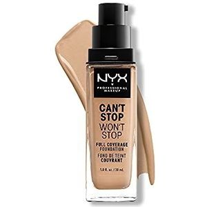 NYX Professional Makeup Vloeibare foundation, dekkend, houdt 24 uur, Can't Stop Won't Stop, waterbestendig, matte afwerking, kleur (teint): True Beige