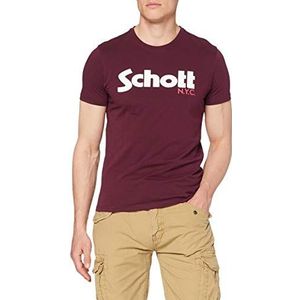 Schott NYC heren t-shirt, Bruin (Bourgondië)