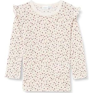 Name It Nmfwomi Wool/Modal Ls Top Xxiii T-shirt met lange mouwen voor meisjes, Veelkleurig (London Fog)