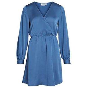 Vila Viellette Wrap L/S Dress/Su- Noos Damesjurk, Vederblauw.