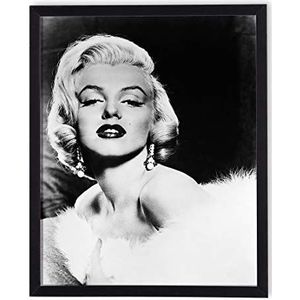 Afbeelding in lijst, moderne poster, muurkunst, verschillende thema's, 40 x 50 cm, zwart-wit Marylin Monroe
