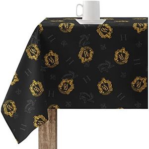 BELUM Tafelkleed 100 x 140 cm Harry Potter hars-tafelkleed (geplastificeerd gecoat, vuilafstotend), model Hufflepuff Shield Black