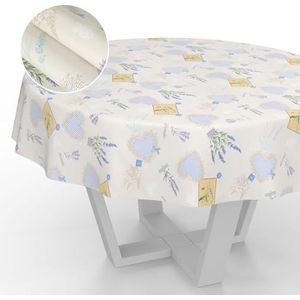 ANRO Afwasbaar tafelzeil, tuintafelkleed, voor buiten/binnen, rond, met afgesneden rand, lavendel, 140 cm