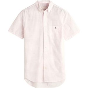 GANT Reg Poplin Gingham Ss Shirt met korte mouwen Gingham Poplin Regular Heren, Lichtroze