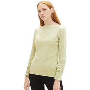 TOM TAILOR Denim Dames T-shirt met lange mouwen, 32542 - stoffige peer groene mix, XS, 32542 - stoffige peer groene mix, XS