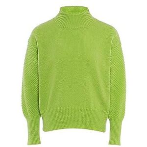 Libbi Pull vintage en tricot à col roulé pour femme - Vert citron - Taille XL/XXL, citron vert, XL