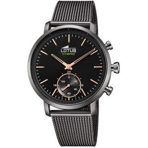 Lotus Connected 18806/1 herenhorloge, 42 mm, zwarte behuizing met stalen armband, donkergrijs