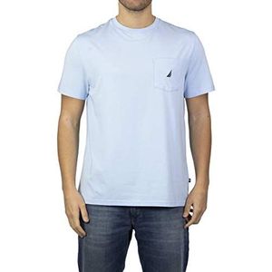 Nautica T-shirt met korte mouwen voor heren met ronde hals en zak, maanblauw