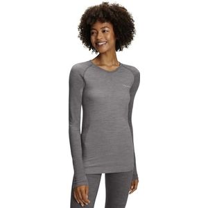 FALKE Wool-Tech Light Round Neck W L/S SH thermorégulé respirant séchage rapide 1 pièce, Couche de base supérieure Femme, Gris (Grey-Heather 3757), M