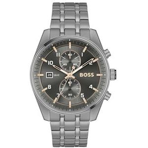 BOSS SKYTRAVELLER Collectie Quartz Chronograaf Herenhorloge met lederen of roestvrijstalen armband, grijs, armband, grijs., Armband