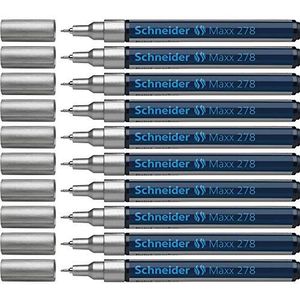 Schneider Maxx 278 - 10 stuks kleuren en decoratiemarkers met naaldpunt zilverinkt