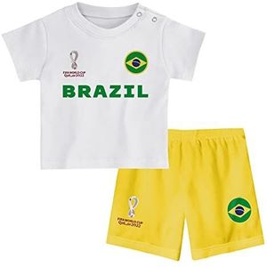 FIFA Officiële FIFA WK 2022 Brazilië Home T-shirt en shorts set, wit/geel, 6-9 maanden