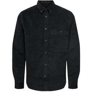 ONLY & SONS Onsnewterhooter Reg Cord LS T-shirt Noos Shirt met lange mouwen voor heren, zwart.