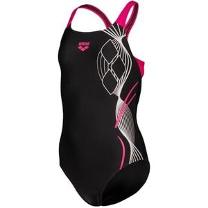 Arena Girl's Swim Pro Logo Swimsuit 1-delig dames, Zwart-freak roze-wit, 52