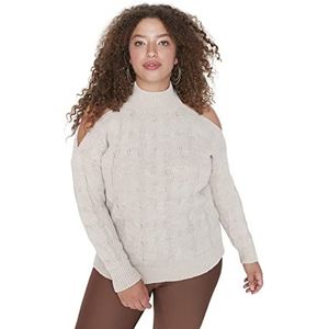 TRENDYOL Dames sweatshirt, beige, 5XL, Beige