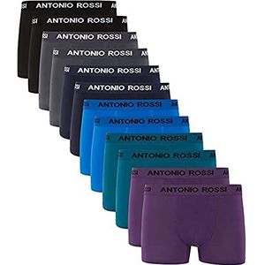 FM London Antonio Rossi Set van 12 hipsterboxershorts voor heren, hipster-boxershorts voor heren, Zwart, blauw, grijs, groen