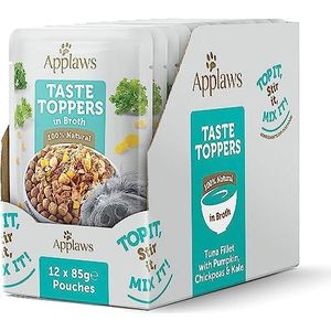 Applaws Taste Toppers 12 zakjes 100% natuurlijk natvoer voor honden, graanvrije tonijn met groenten in 85 g bouillonzakje
