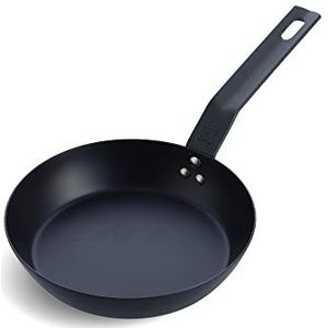 BK Solid Steel Braadpan, 20 cm, van natuurlijk staal, zwart, anti-aanbaklaag, geschikt voor inductie, ovenbestendig, duurzaam en professioneel, vaatwasmachinebestendig, PFASvrij, zwart