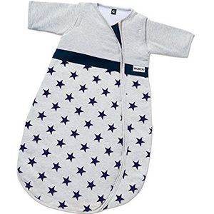 Gesslein Bubou 771144 slaapzak voor pasgeborenen met afneembare mouwen, 70 cm, grijs gemêleerd met sterren navy