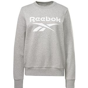 Reebok Fleece sweatshirt met ronde hals voor dames, met groot logo, grijs gemêleerd medium