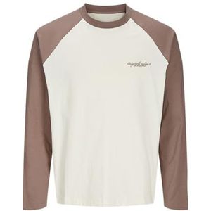 JACK & JONES Jorboston Tee Ls Crew Neck Jorboston Tee Ls Crew Neck Heren (1 stuk), Donkere taupe, L