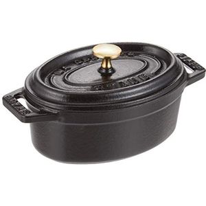 STAUB Mini stoofpan van gietijzer, ovaal, Ø 11 cm, 0,25 l, mat zwart