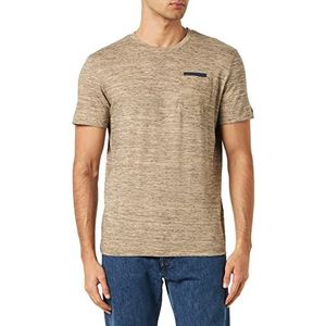 TOM TAILOR 1035568 T-shirt heren, 31489 - Karamel Beige Marine Inject