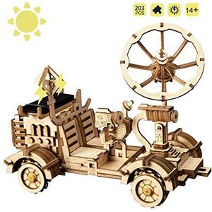 ROKR STEM Educatief speelgoed op zonne-energie, knutselset, lasergesneden, houten puzzel voor kinderen, jongeren en volwassenen (Moon Buggy)
