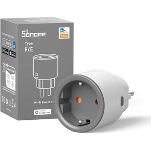 SONOFF S60TPF Smart WLAN-stopcontact, 16 A, 4000 W, intelligent stopcontact met stroommeting, overbelastingsbeveiliging, spraakbediening, compatibel met Alexa/Google Home, wifi 2,4