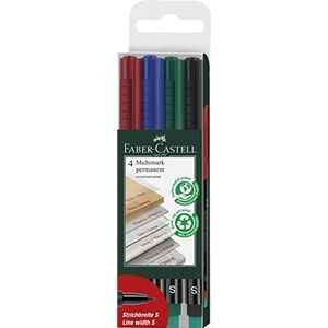 Faber-Castell 152304 multifunctionele viltstift, permanent, 4 stuks