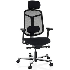 hjh OFFICE Ergonomische tweekleurige draaistoel met verstelbare lendensteun, verstelbare zitting, in diepte verstelbare zitting, zwart/zilver