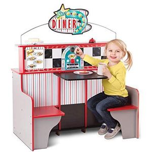 Melissa & Doug Star Diner Restaurant Koffie en keuken simulatiespelset, houten speelgoedwinkel, dubbelzijdige keuken en restaurant, rollenspel, 3+, cadeau voor jongens of meisjes