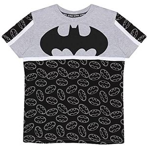 DC Comics Batman Classic Logo T-shirt voor kinderen van 2 tot 13 jaar, zwart/grijs gemêleerd, officieel product, zwart/grijs gemêleerd, 9-10 jaar, zwart/grijs gemêleerd