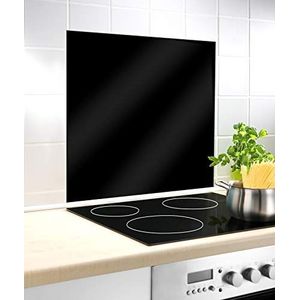 WENKO keuken-spatwand voor afzuigkap, zwart, spatbescherming, gehard glas, 60 x 70 cm