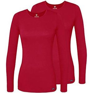 Adar Uniforms Lange mouwen – ondergoed, comfortabel, voor dames, 2 stuks, Rood