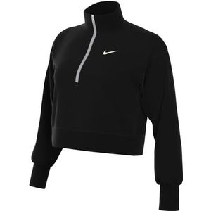 Nike Women's Long Sleeve Top W Nsw Phnx Flc Qz Crop, Black/Sail, DQ5767-010, S