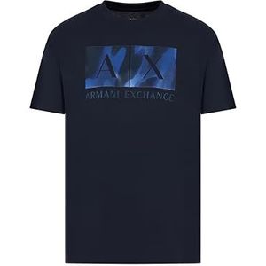 Emporio Armani Classic Ax Armani Exchange Box T-shirt met camouflage-logo, regular fit T-shirt voor heren, Navy Blauw