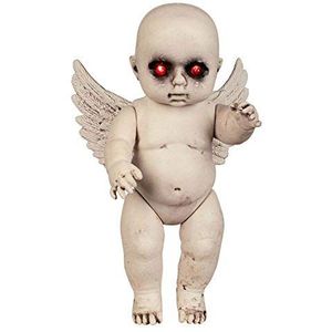 Boland 72266 duivelse engelpop, maat 30 cm, kunststof, horrorpop met lichtgevende ogen, brandende babyengel, decoratie voor carnaval, Halloween, themafeest en horror