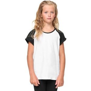 Urban Classics Kids T-shirt 146/152- Contrast Raglan Wit/Zwart