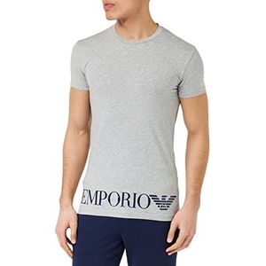Emporio Armani Emporio Armani T-shirt voor heren, glanzend, groot logo, Lichtgrijze mix.