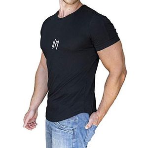 KM Sports and Everyday T-shirt met korte mouwen voor fitness, fitness, fitnessstudio, training en outdoor, slim fit, zwart, XL, B-Light Grey