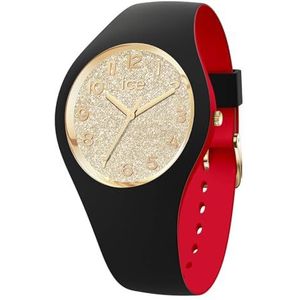 Ice-Watch - ICE Loulou Black Gold Glitter - Zwart dameshorloge met kunststof band - 022325 (Small), zwart., riem