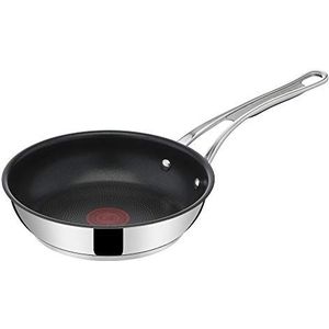 Tefal Jamie Oliver Cook's Classics roestvrijstalen koekenpan, 24 cm, antiaanbaklaag, warmte-indicator, 100% veilig, geklonken siliconen handvat, ovenbestendig, inductiepan E3060434