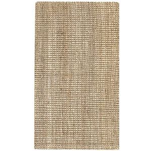 HAMID - Jute Kerala tapijt, 100% jutevezel, handgeweven, tapijt voor woonkamer, eetkamer, slaapkamer, hal, natuurlijke kleur (60 x 110 cm)