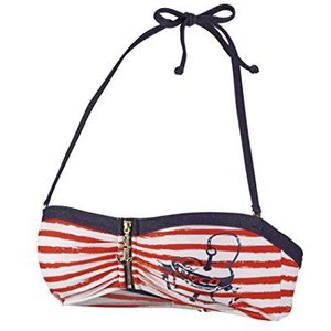 Beco Dames bikinitop C-Cup Sailors Romance, rood/marineblauw.