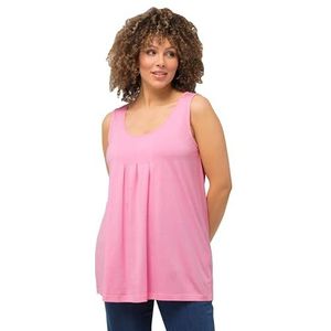 Ulla Popken Geplooide top, A-lijn, ronde hals, mouwloos, modal 796470 T-shirt voor dames, lichtroze.