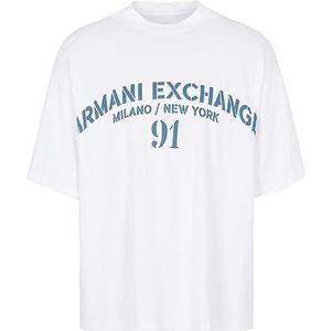 Armani Exchange T-shirt met oversized legerlogo heren T-shirt, Wit Legioen